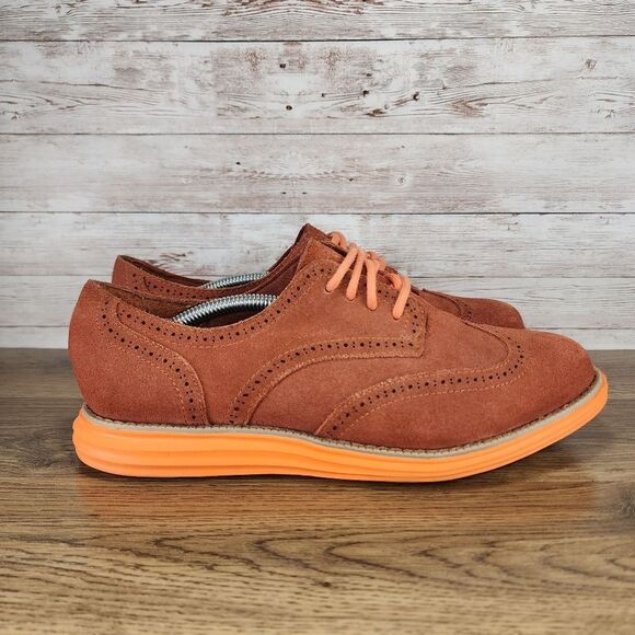 Skechers Womens Groovelite Burgundy Orange Wingtip oxfords size 10 - Picture 1 of 8